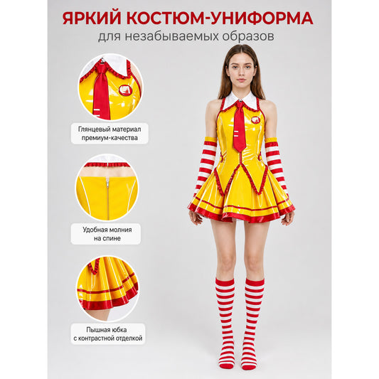 Cosplay Costume with Dress, Sleeves, and Stockings