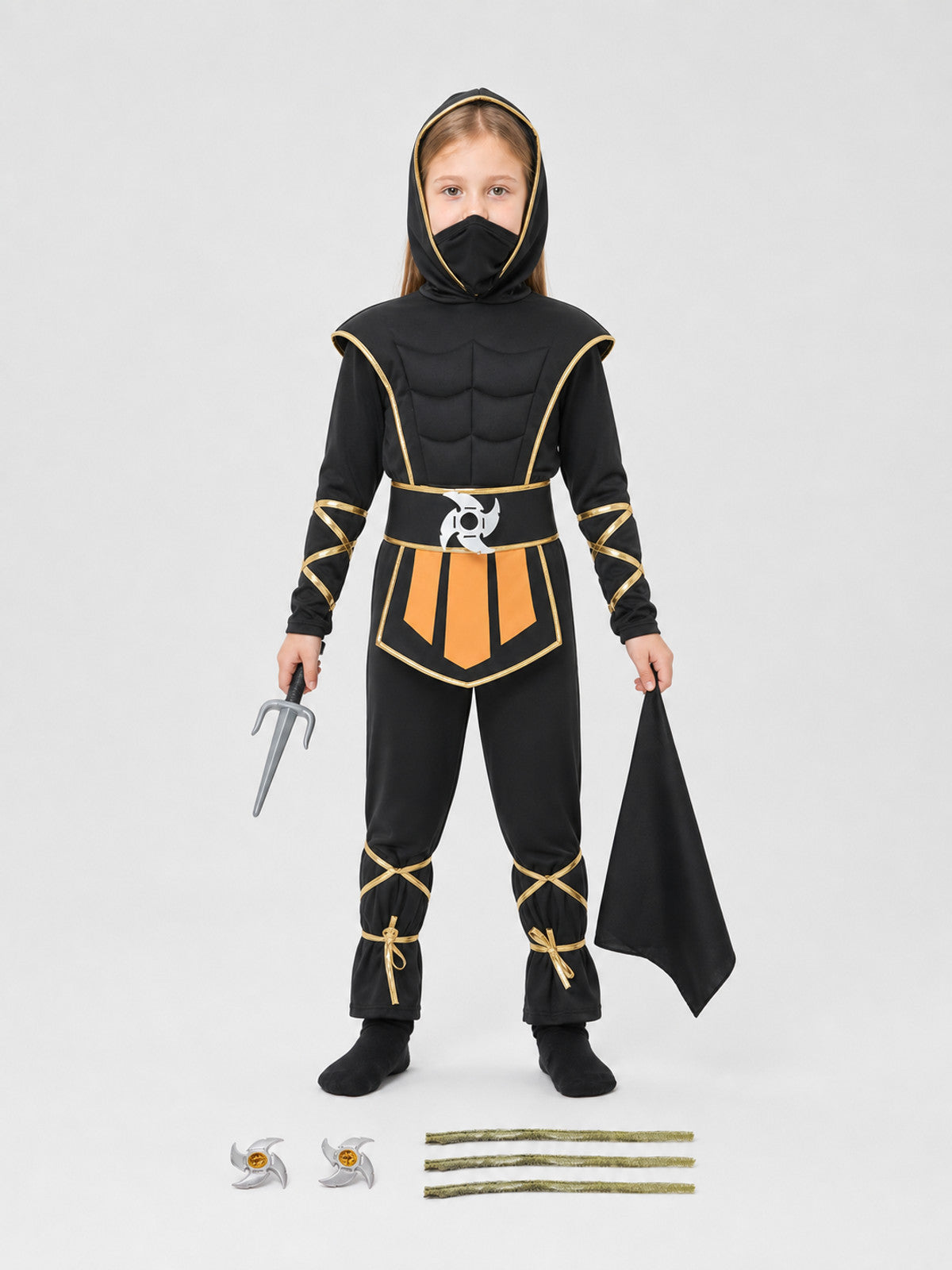 Ninja Cosplay Costume with Mask and Accessories on-model view