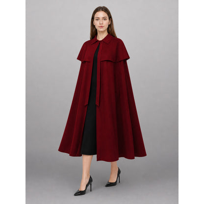 Dark Red Carnival Cloak with a Wide Hem