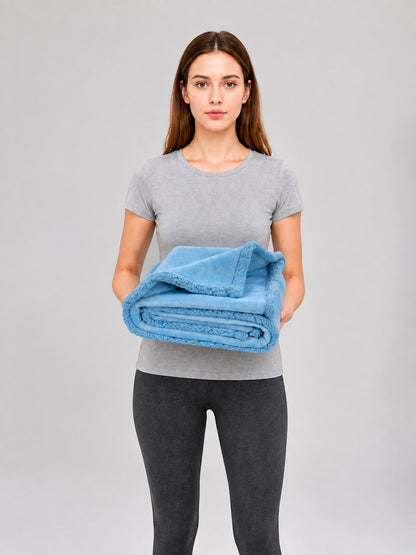 Reversible Plush Pet Blanket on-model view