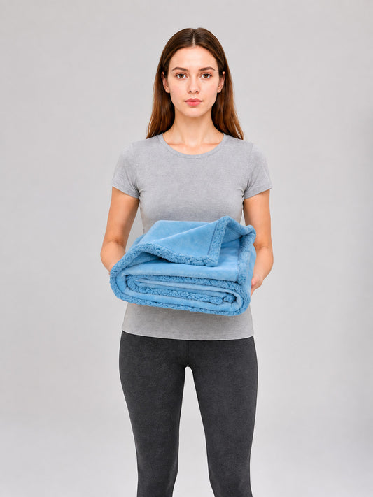 Reversible Plush Pet Blanket on-model view