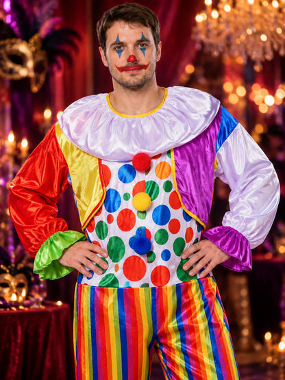 Adult Clown Costume Colorful Jumpsuit