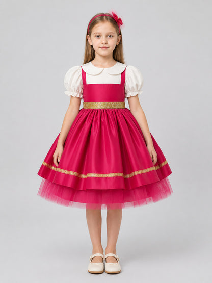 Children's Full Skirt Dress with Sequins and Headband on-model view
