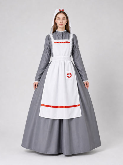 Nurse Costume with Apron and Cap