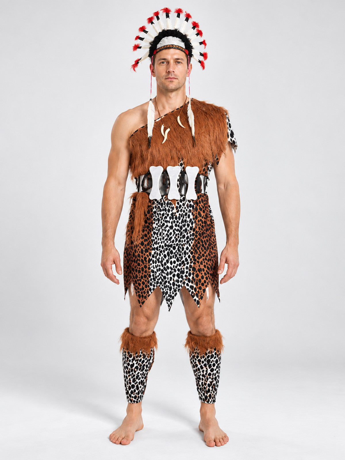 Carnival Savage Costume with Leopard Print and Fringe