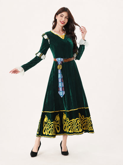 Women’s Medieval Dress with Belt and Gold Decoration main product view
