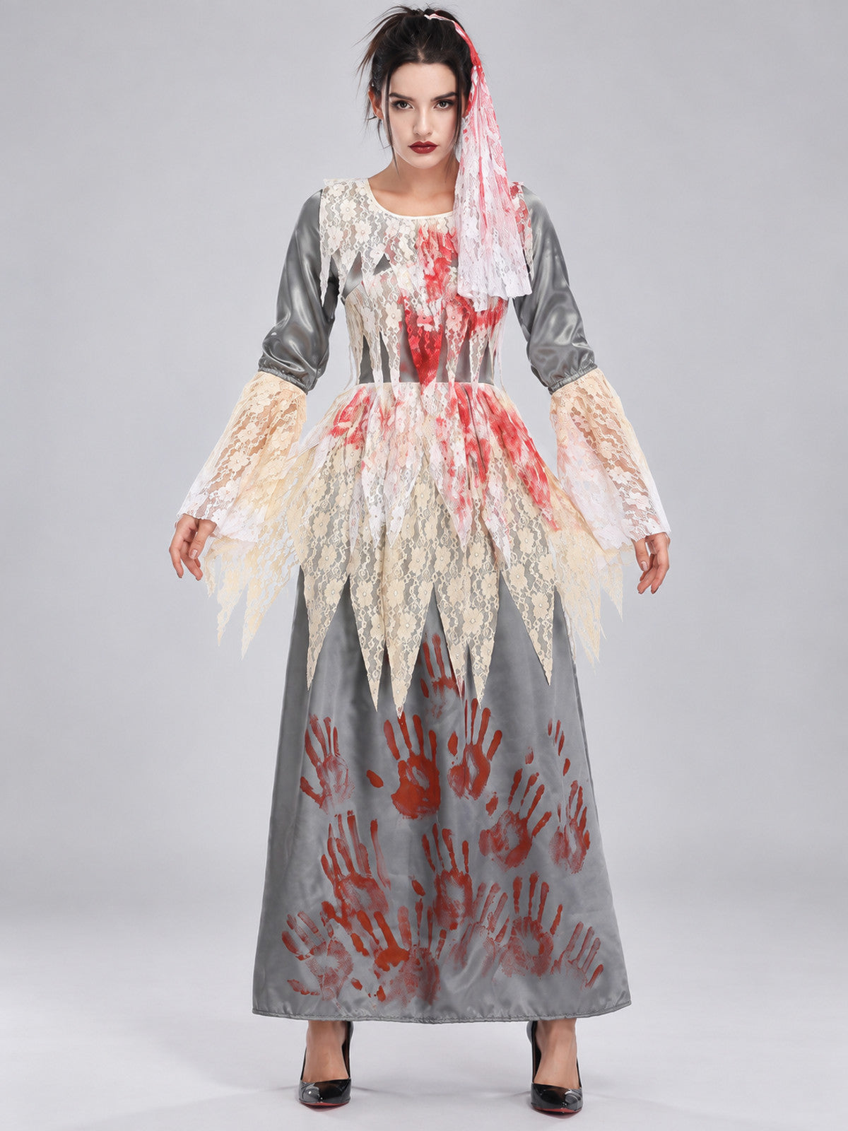 Vampire Costume with Dress, Apron, and Veil