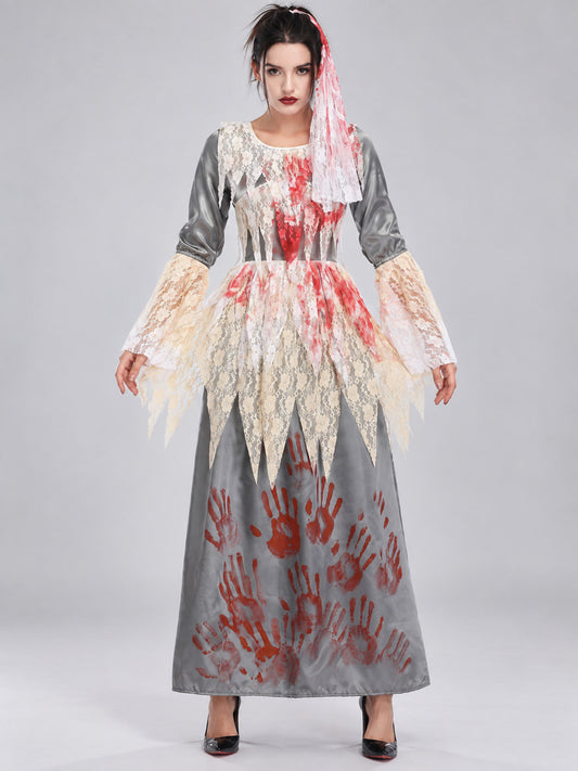 Vampire Costume with Dress, Apron, and Veil