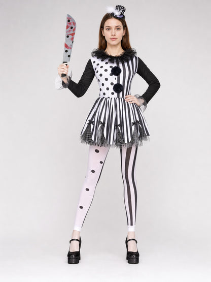 Horror-Style Clown Costume for Cosplay on-model view