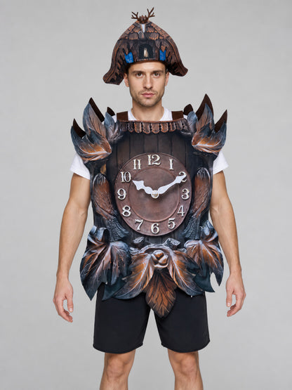 Fantasy clock-themed costume for parties, stage performances, and themed events. front view