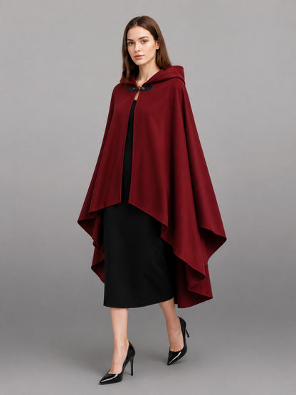 Long Burgundy Hooded Carnival Cloak