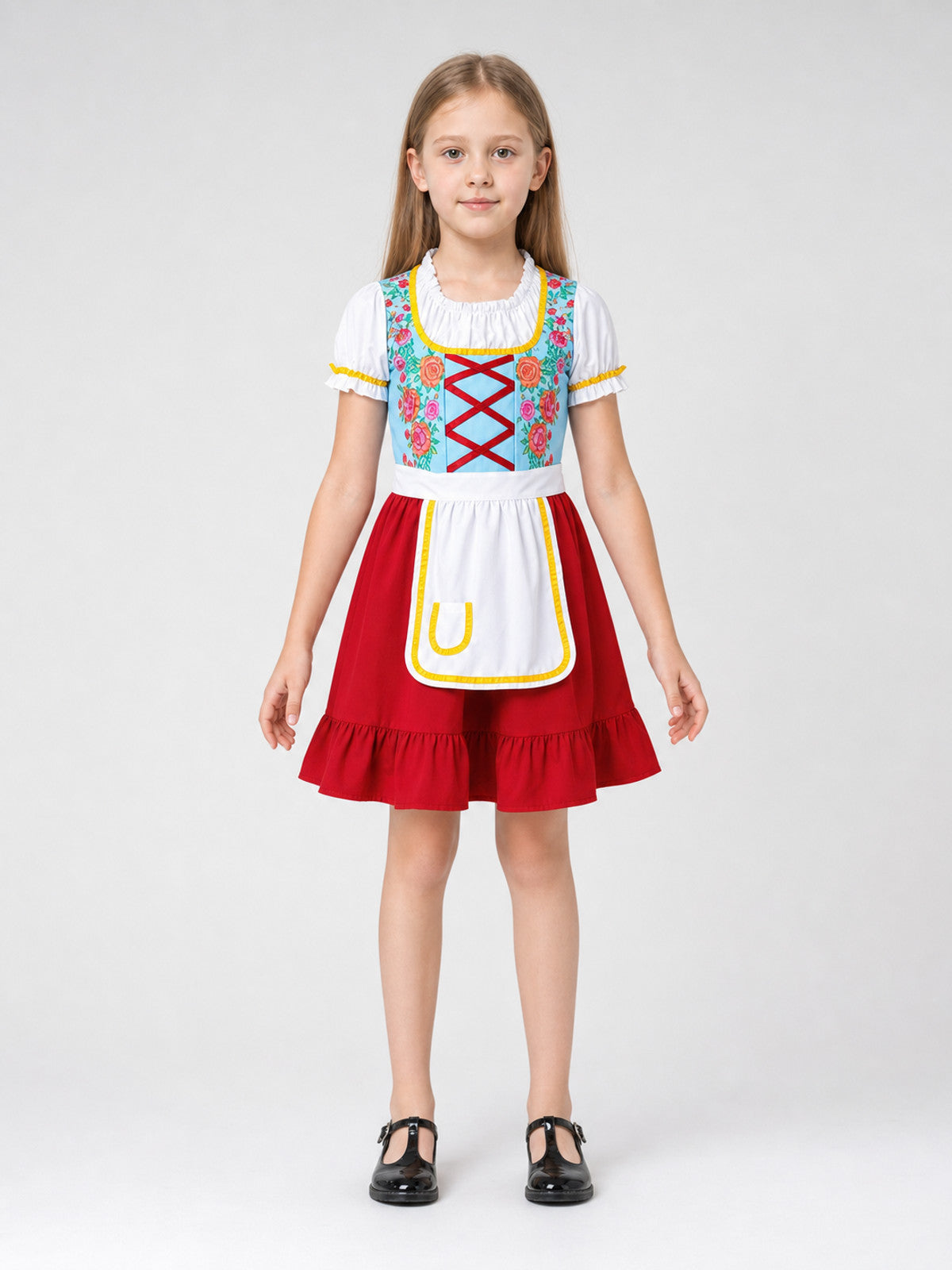 Folk-Style Carnival Dress with Apron front view