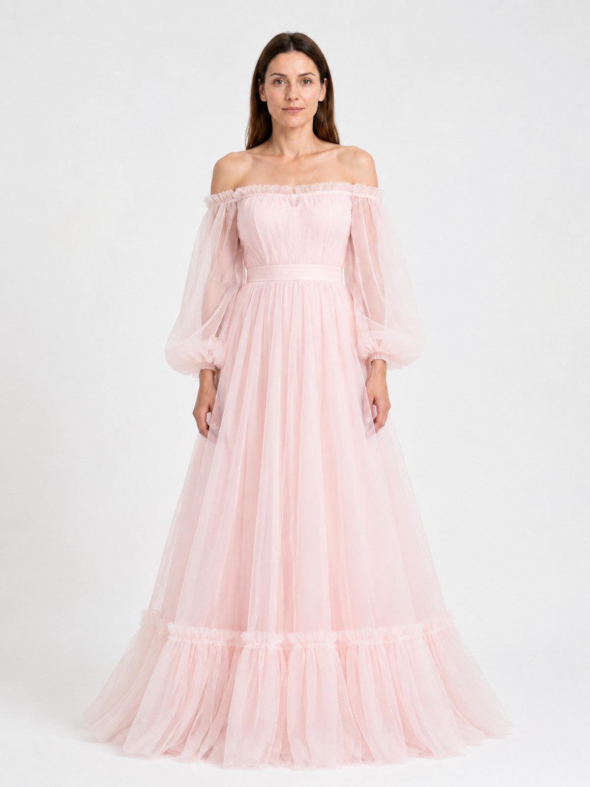 Women's Long Off-the-Shoulder Dress with a Full Skirt main product view