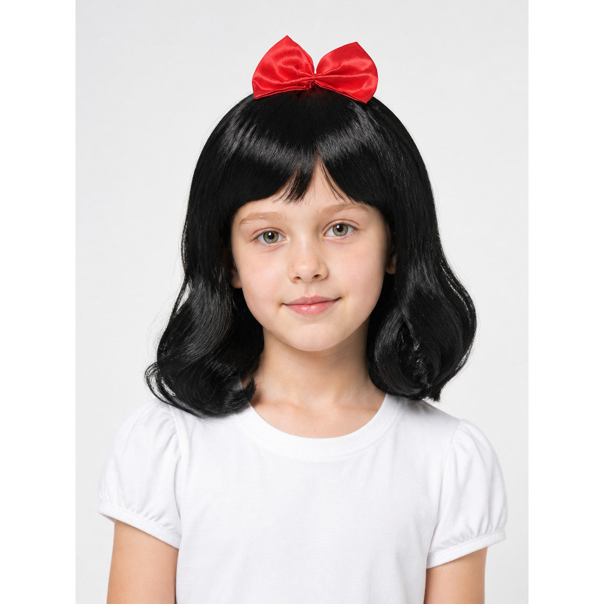 Black Carnival Wig with Red Bow for Halloween main product view