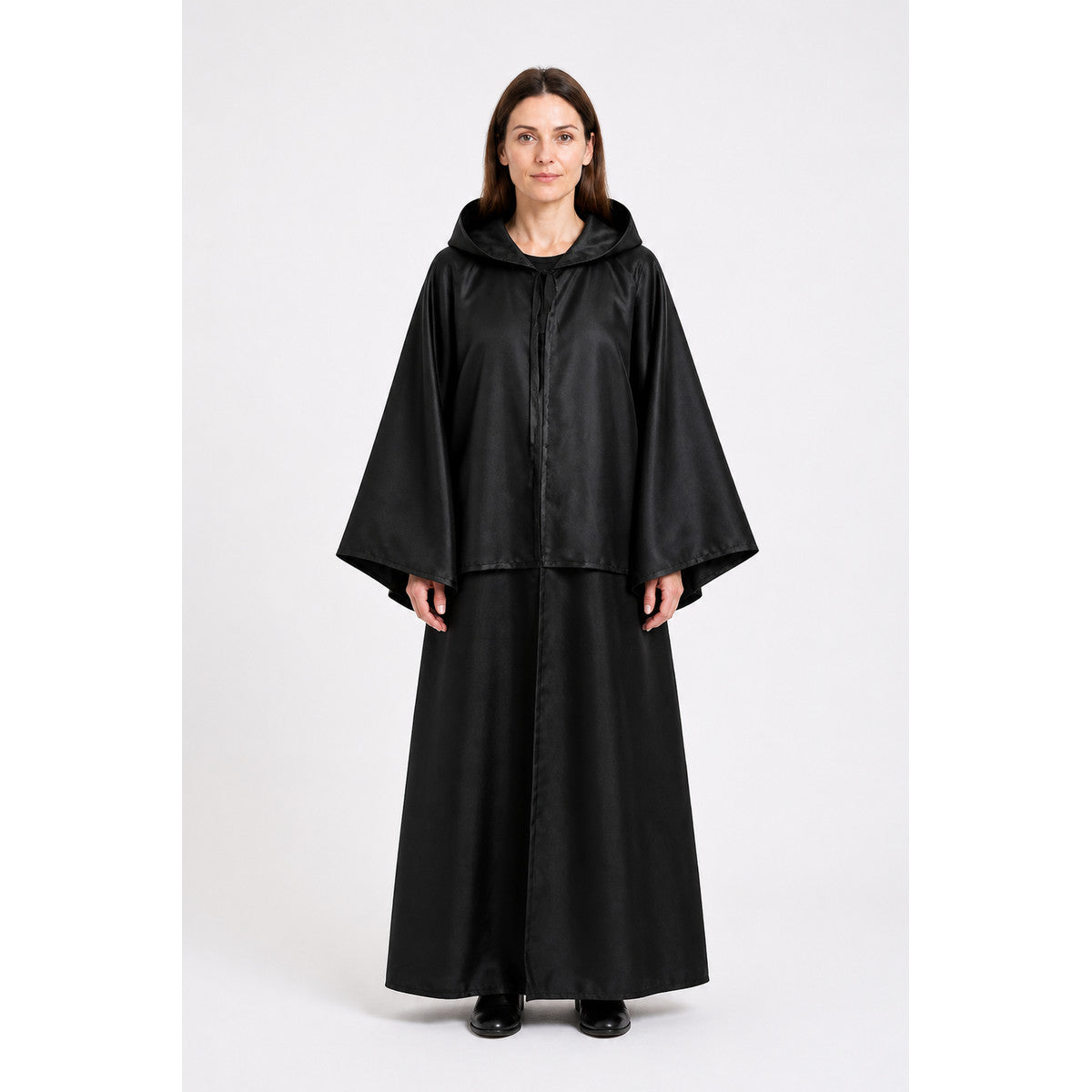 Black Long Hooded Cloak for Halloween main product view