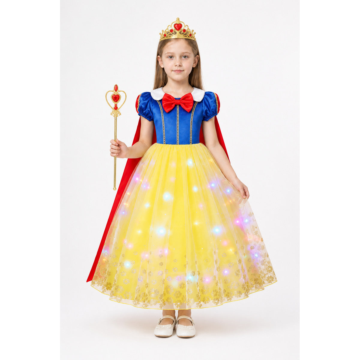 Glowing Princess Costume with Cape and Crown main product view