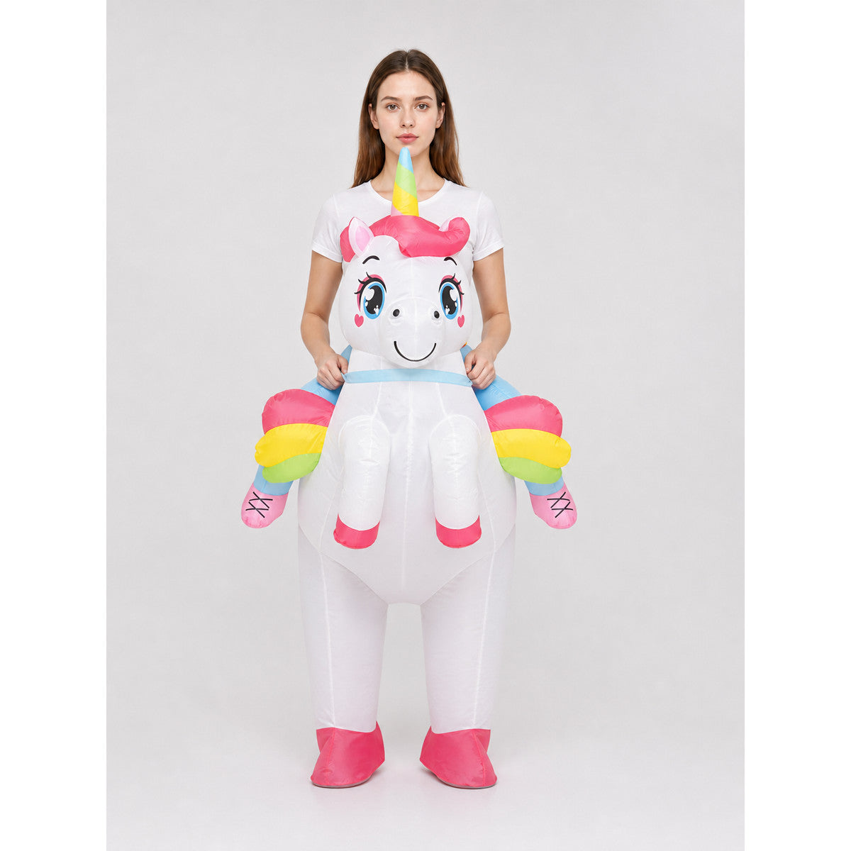 Inflatable Costume: Unicorn, Shark, or Alien on-model view