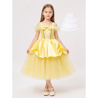Yellow Princess Costume Dress for Halloween and Cosplay main product view