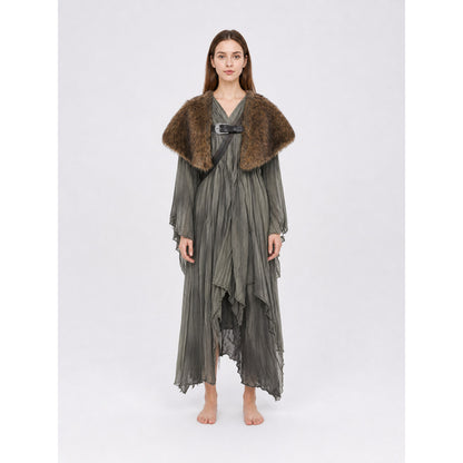 Fluffy shoulder cape, tricolor pile