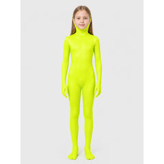 One-Piece Zentai Jumpsuit in Lime Green with Hood