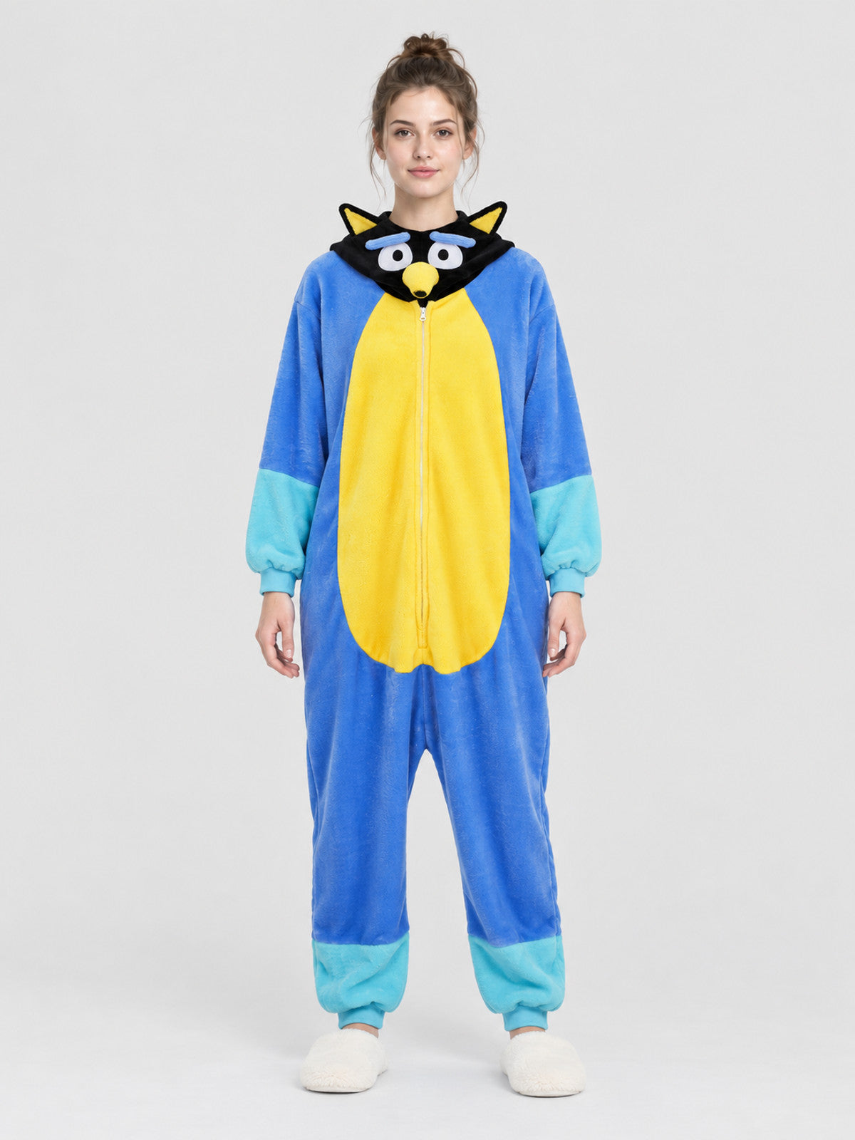 Cartoon-Design Pajama Jumpsuit with Hood and Ears