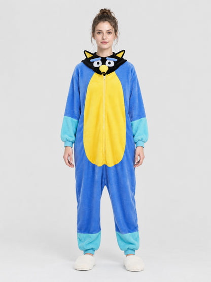Cartoon-Design Pajama Jumpsuit with Hood and Ears
