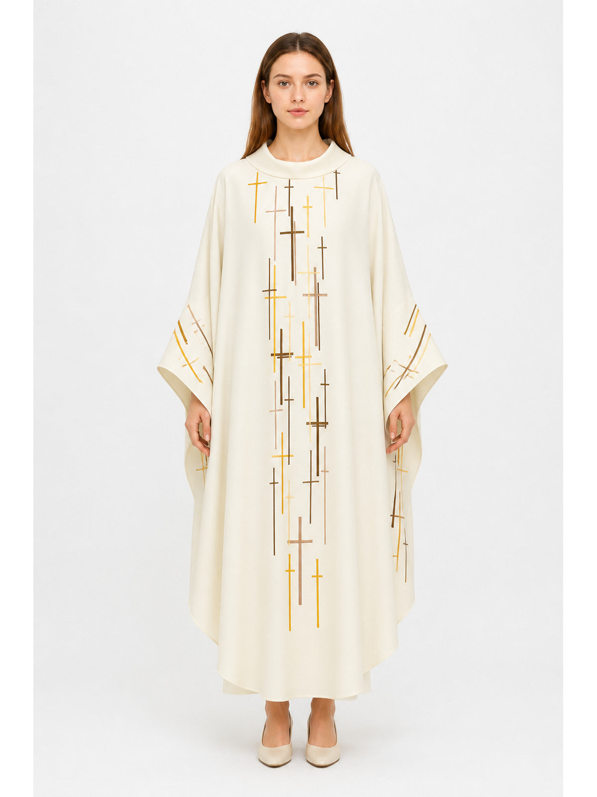 Ritual Robe with Cross Pattern, High Collar main product view