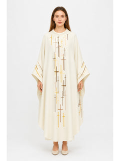 Ritual Robe with Cross Pattern, High Collar