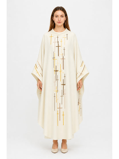 Ritual Robe with Cross Pattern, High Collar main product view