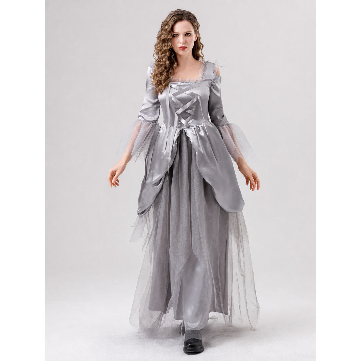 Ghost Bride Carnival Dress with Corset Lacing on-model view