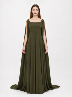 Fantasy-Style Dress with a Draped Skirt and Train