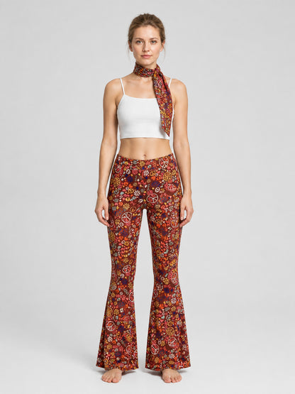 Printed Flare-Leg Pants with Headscarf, High Waist on-model view