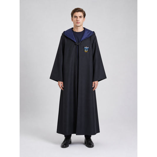 Long Hooded Wizard Robe with Emblem Patch