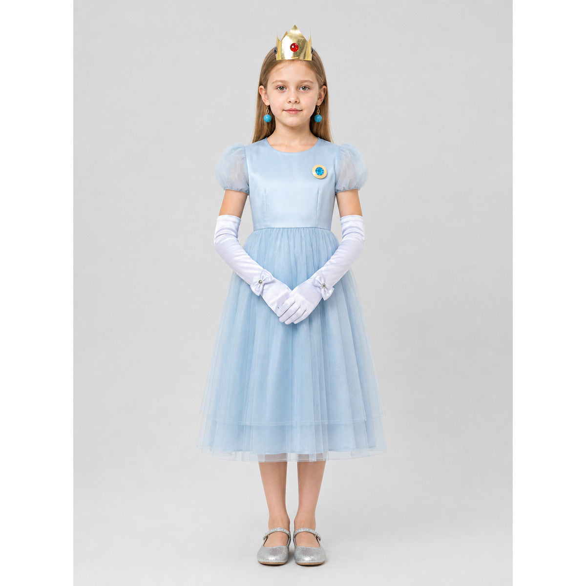 Accessory Set: Crown, Brooch, Earrings, Gloves on-model view
