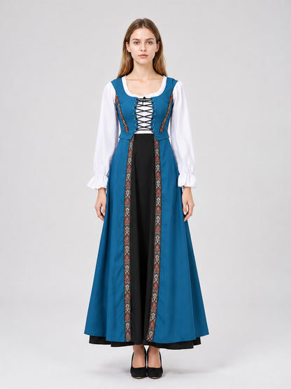 Blue Medieval-Style Stage Dress on-model view