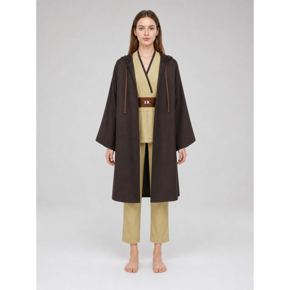Obi-Wan Cosplay Costume with Cloak and Belt front view