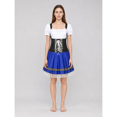 Dirndl Dress with a Corset and Full Skirt with Colorful Trim