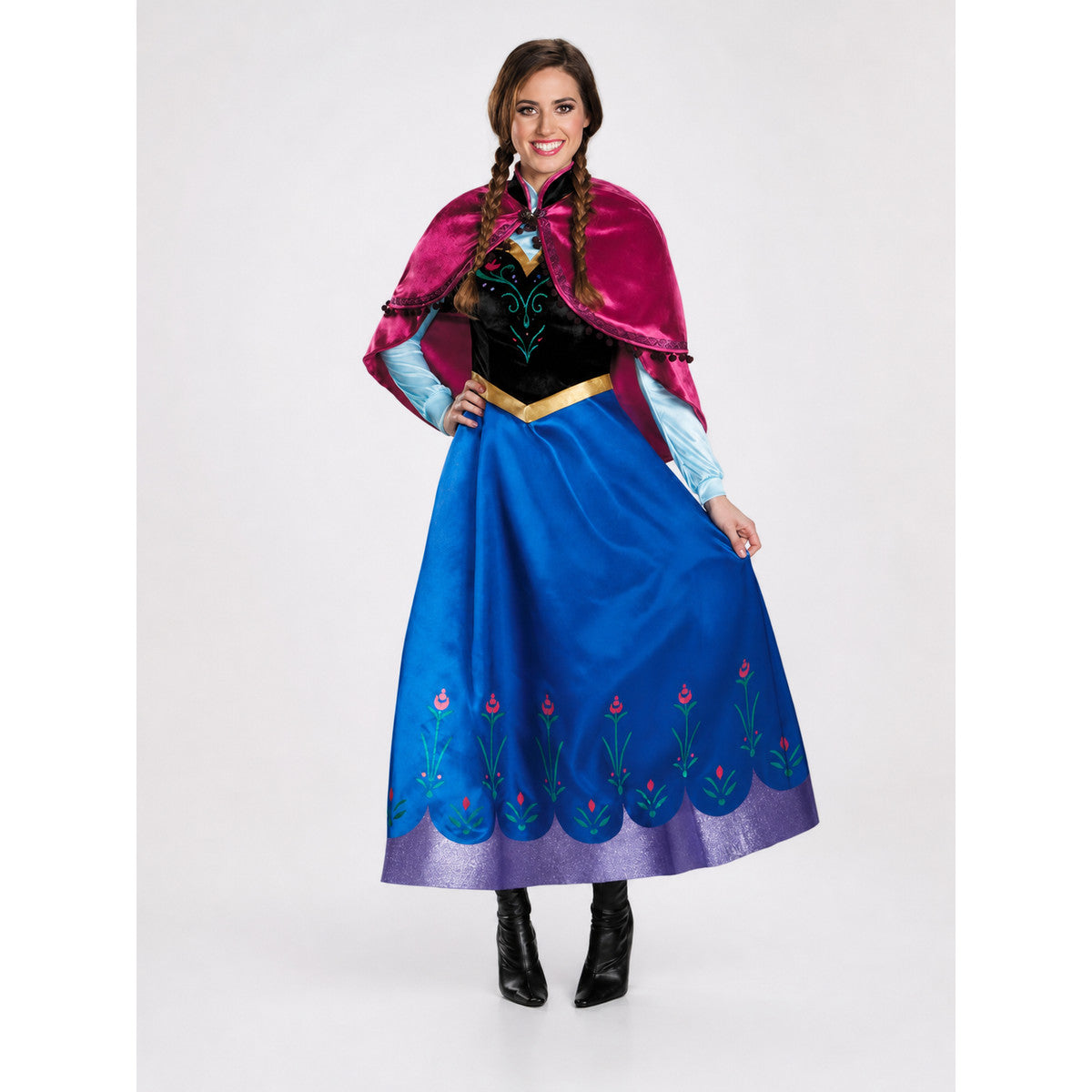 Fairytale Carnival Costume with Dress and Cape on-model view