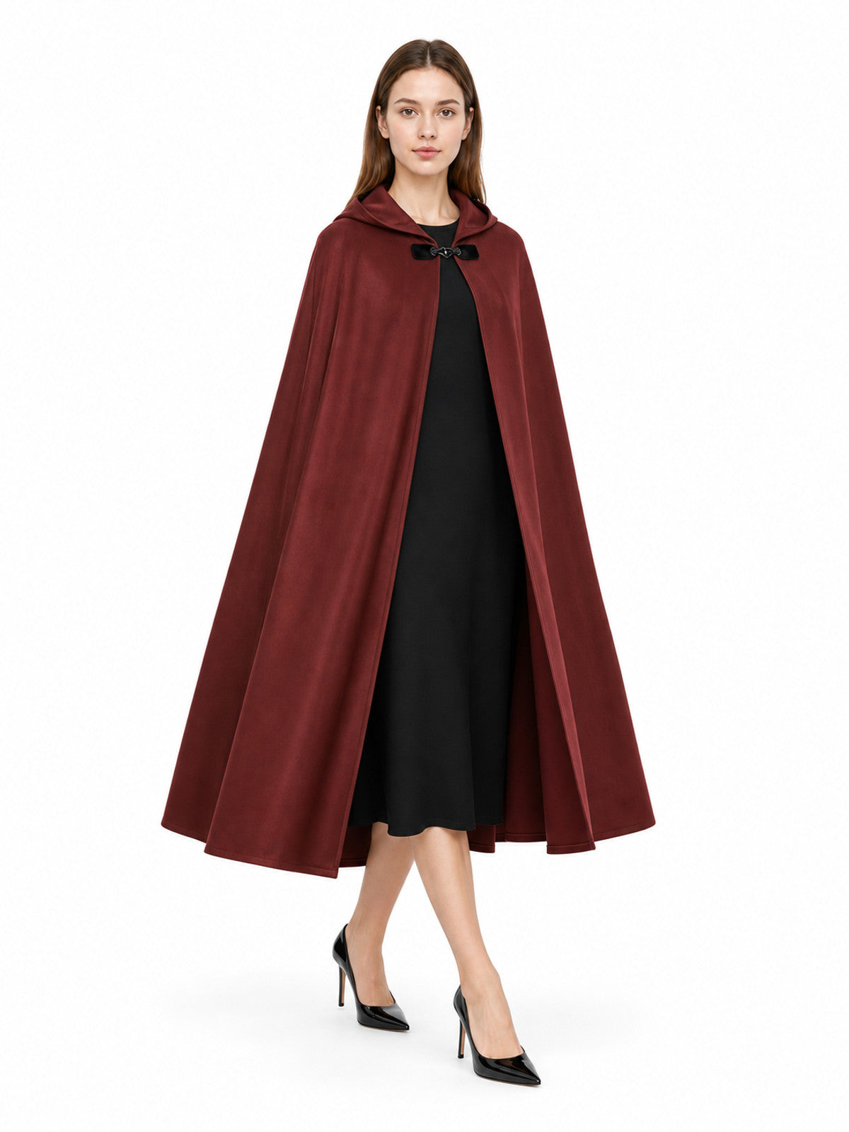 Burgundy Carnival Cloak with Hood for Cosplay