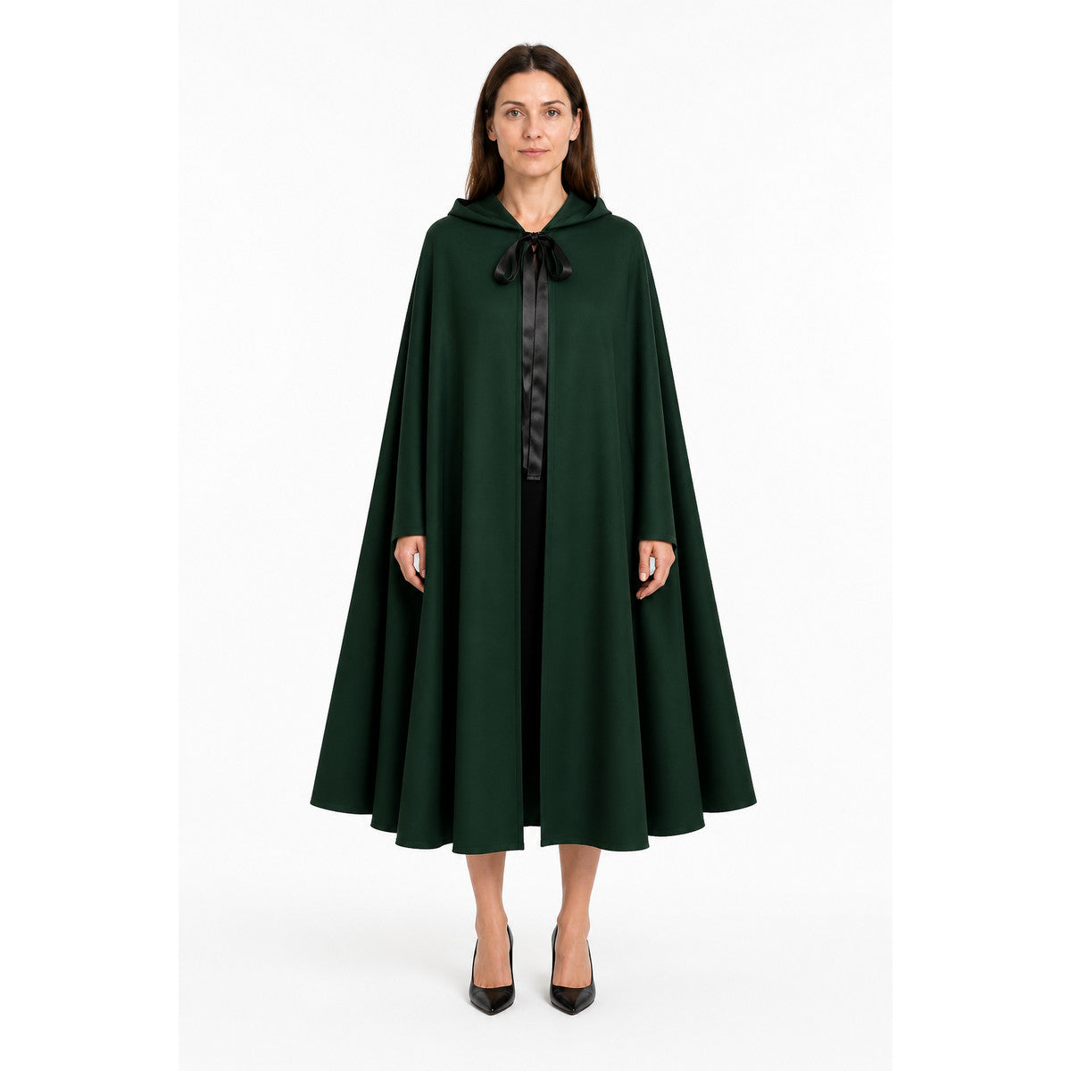 Green Medieval Hooded Cloak for Halloween main product view