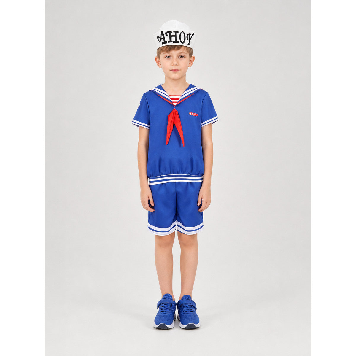 Sailor Costume: Shirt, Shorts, and Cap on-model view