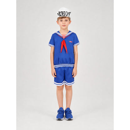 Sailor Costume: Shirt, Shorts, and Cap on-model view