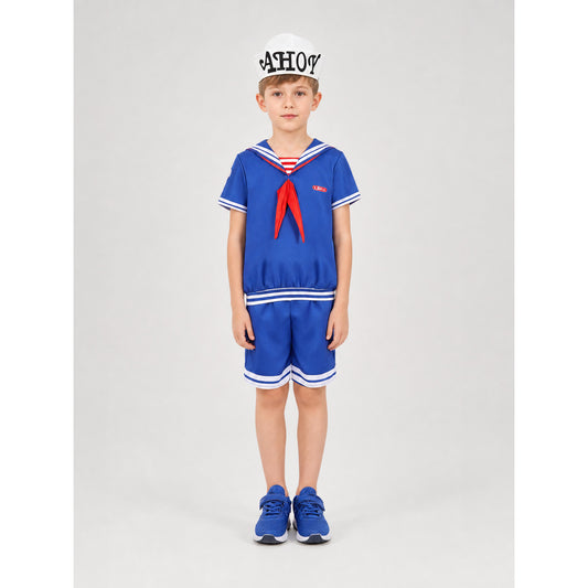 Sailor Costume: Shirt, Shorts, and Cap on-model view