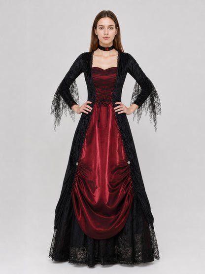 Gothic Vampire Halloween Dress with Choker on-model view