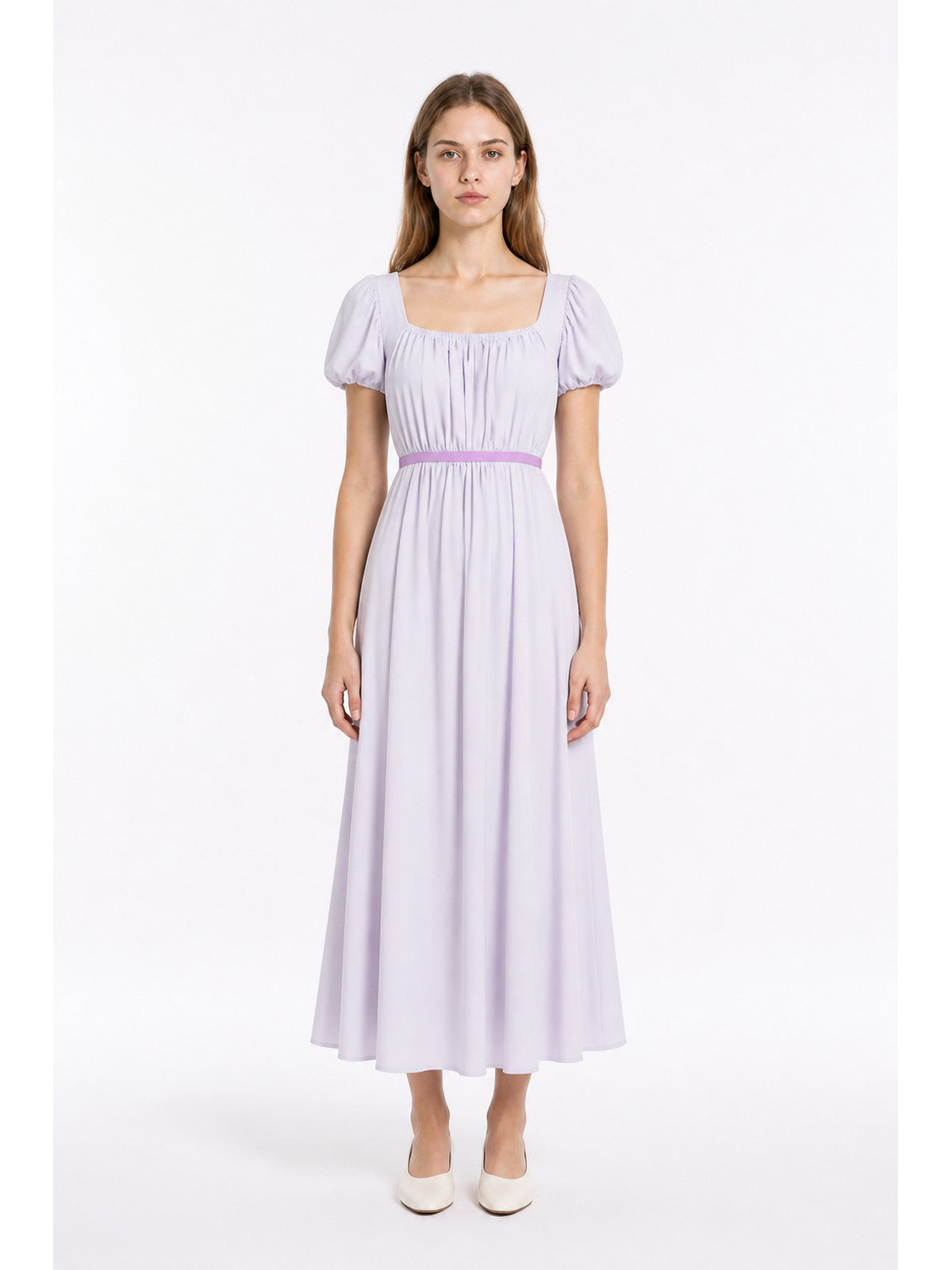 Vintage Dress with a High Waist and Puff Sleeves main product view