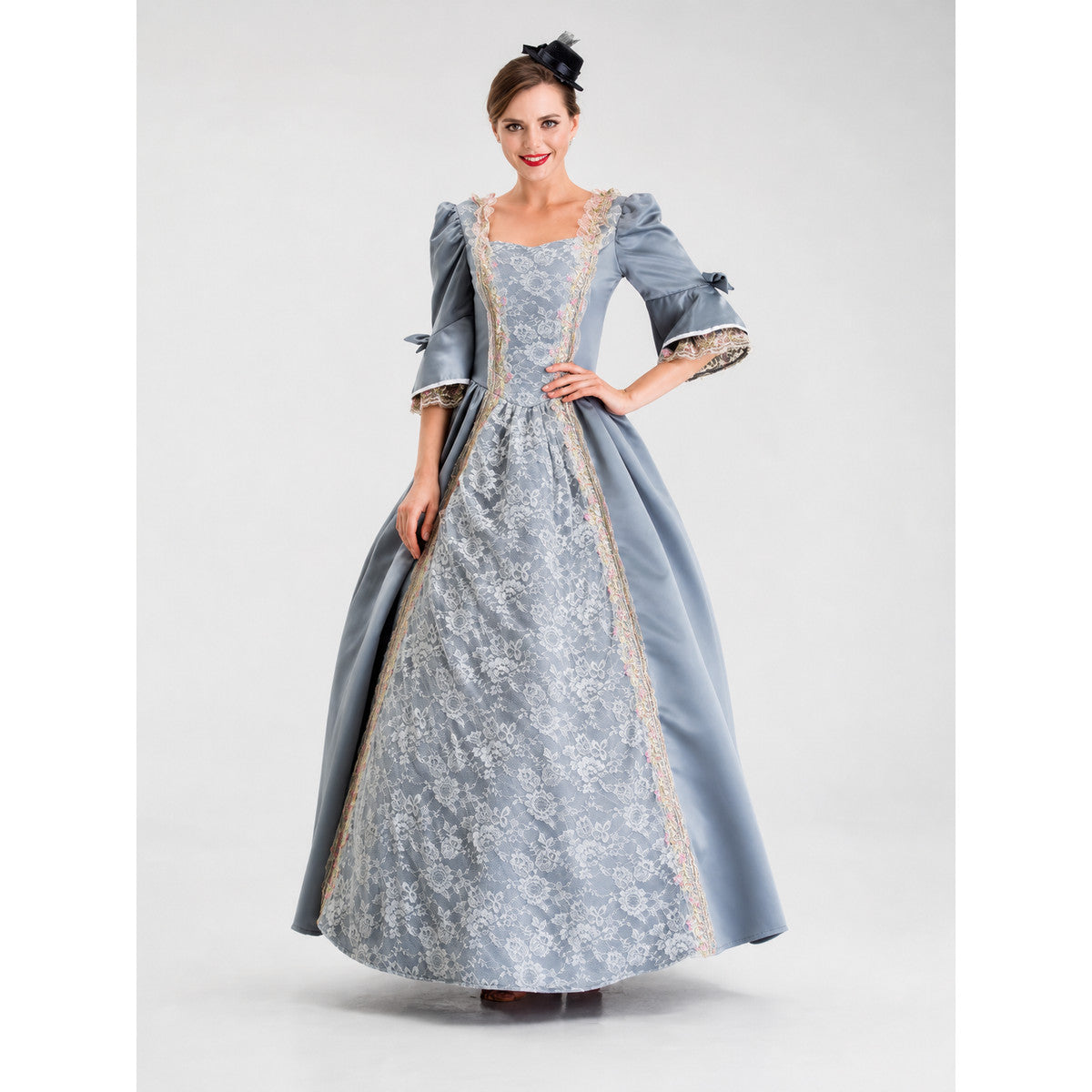 Historical-Style Carnival Dress with Lace on-model view