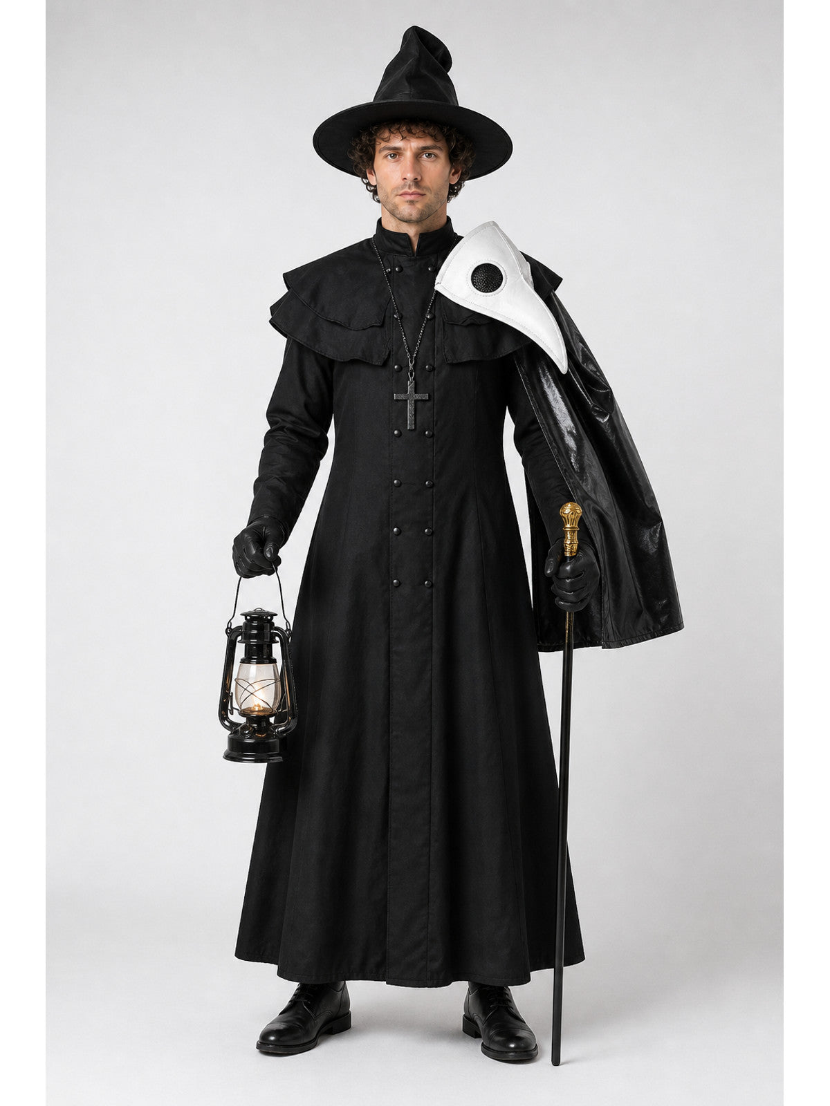 Plague Doctor Costume with Mask and Hat main product view