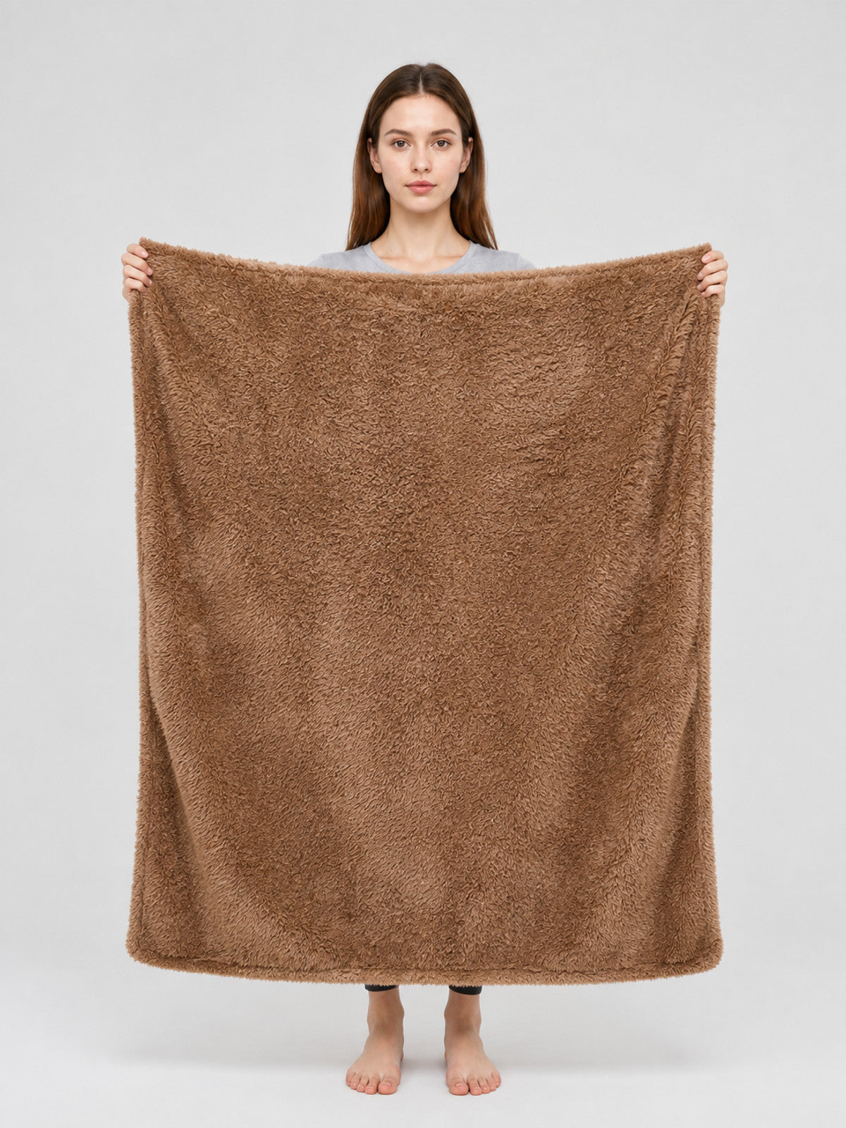 Reversible Pet Blanket, Coffee Brown on-model view