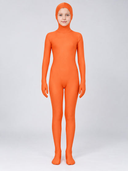 Orange Hooded One-Piece Jumpsuit Costume on-model view
