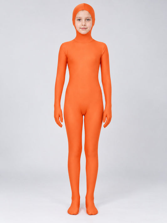 Orange Hooded One-Piece Jumpsuit Costume on-model view